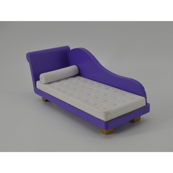 Doll furniture set of 2 Pieces Purple Chaise Gold and Bright Pink Doll House - Picture 4 of 16